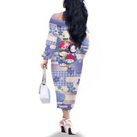 Personalized Japanese Kawaii Sushi Family Matching Off The Shoulder Long Sleeve Dress and Hawaiian Shirt Blue Wagara Palaka This Is How I Roll
