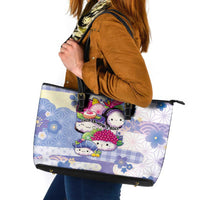 Japanese Kawaii Sushi Leather Tote Bag Blue Wagara Palaka This Is How I Roll