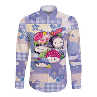 Personalized Japanese Kawaii Sushi Long Sleeve Button Shirt Blue Wagara Palaka This Is How I Roll