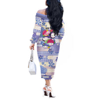 Personalized Japanese Kawaii Sushi Off The Shoulder Long Sleeve Dress Blue Wagara Palaka This Is How I Roll
