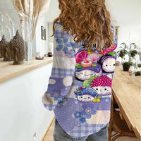 Personalized Japanese Kawaii Sushi Women Casual Shirt Blue Wagara Palaka This Is How I Roll