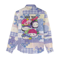 Personalized Japanese Kawaii Sushi Women Casual Shirt Blue Wagara Palaka This Is How I Roll