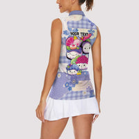 Personalized Japanese Kawaii Sushi Women Sleeveless Polo Shirt Blue Wagara Palaka This Is How I Roll