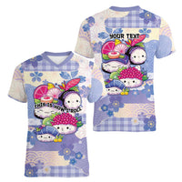 Personalized Japanese Kawaii Sushi Women V-Neck T-Shirt Blue Wagara Palaka This Is How I Roll