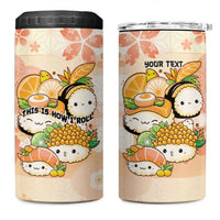 Personalized Japanese Kawaii Sushi 4 in 1 Can Cooler Tumbler Peach Wagara Palaka This Is How I Roll