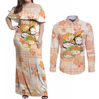 Personalized Japanese Kawaii Sushi Couples Matching Off Shoulder Maxi Dress and Long Sleeve Button Shirt Peach Wagara Palaka This Is How I Roll