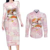Personalized Japanese Kawaii Sushi Couples Matching Long Sleeve Bodycon Dress and Long Sleeve Button Shirt Pink Wagara Palaka This Is How I Roll