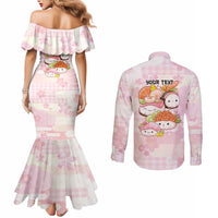 Personalized Japanese Kawaii Sushi Couples Matching Mermaid Dress and Long Sleeve Button Shirt Pink Wagara Palaka This Is How I Roll