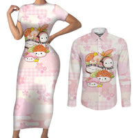 Personalized Japanese Kawaii Sushi Couples Matching Short Sleeve Bodycon Dress and Long Sleeve Button Shirt Pink Wagara Palaka This Is How I Roll