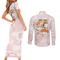 Personalized Japanese Kawaii Sushi Couples Matching Short Sleeve Bodycon Dress and Long Sleeve Button Shirt Pink Wagara Palaka This Is How I Roll