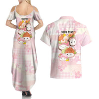 Personalized Japanese Kawaii Sushi Couples Matching Summer Maxi Dress and Hawaiian Shirt Pink Wagara Palaka This Is How I Roll