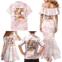 Personalized Japanese Kawaii Sushi Family Matching Mermaid Dress and Hawaiian Shirt Pink Wagara Palaka This Is How I Roll