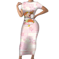 Personalized Japanese Kawaii Sushi Short Sleeve Bodycon Dress Pink Wagara Palaka This Is How I Roll