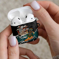 Personalized Japanese Koi Fish Ramen AirPods Case Tiki Surfing Wagara Hibiscus Pattern