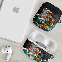 Personalized Japanese Koi Fish Ramen AirPods Case Tiki Surfing Wagara Hibiscus Pattern