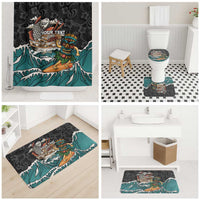 Personalized Japanese Koi Fish Ramen Bathroom Set Tiki Surfing Wagara Hibiscus Pattern