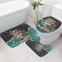 Personalized Japanese Koi Fish Ramen Bathroom Set Tiki Surfing Wagara Hibiscus Pattern