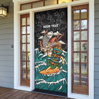 Personalized Japanese Koi Fish Ramen Door Cover Tiki Surfing Wagara Hibiscus Pattern