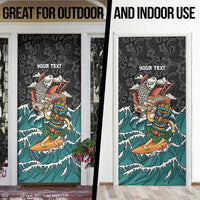 Personalized Japanese Koi Fish Ramen Door Cover Tiki Surfing Wagara Hibiscus Pattern
