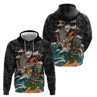 Personalized Japanese Koi Fish Ramen Hoodie Tiki Surfing Wagara Hibiscus Pattern