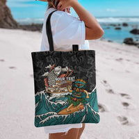Personalized Japanese Koi Fish Ramen Tote Bag Tiki Surfing Wagara Hibiscus Pattern LT9 - Polynesian Pride