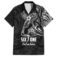 Black Guam Latte Stone Tribal Tattoo Family Matching Off The Shoulder Long Sleeve Dress and Hawaiian Shirt Hafa Adai Six 7 One LT9 Dad's Shirt - Short Sleeve Black - Polynesian Pride