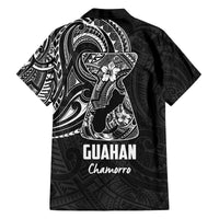 Black Guam Latte Stone Tribal Tattoo Family Matching Off The Shoulder Long Sleeve Dress and Hawaiian Shirt Hafa Adai Six 7 One LT9 - Polynesian Pride