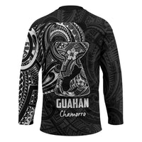 Black Guam Latte Stone Tribal Tattoo Hockey Jersey Hafa Adai Six 7 One - Polynesian Pride