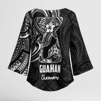 Black Guam Latte Stone Tribal Tattoo Kimono Sleeve Blouse Hafa Adai Six 7 One - Polynesian Pride