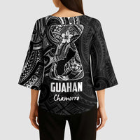 Black Guam Latte Stone Tribal Tattoo Kimono Sleeve Blouse Hafa Adai Six 7 One - Polynesian Pride