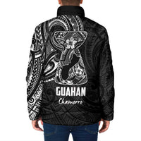 Black Guam Latte Stone Tribal Tattoo Padded Jacket Hafa Adai Six 7 One - Polynesian Pride