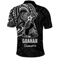 Black Guam Latte Stone Tribal Tattoo Polo Shirt Hafa Adai Six 7 One
