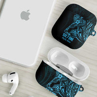 Blue Guam Latte Stone Tribal Tattoo AirPods Case Hafa Adai Six 7 One - Polynesian Pride