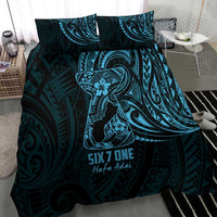 Blue Guam Latte Stone Tribal Tattoo Bedding Set Hafa Adai Six 7 One