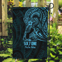 Blue Guam Latte Stone Tribal Tattoo Garden Flag Hafa Adai Six 7 One LT9 Garden Flag Blue - Polynesian Pride