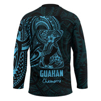 Blue Guam Latte Stone Tribal Tattoo Hockey Jersey Hafa Adai Six 7 One - Polynesian Pride