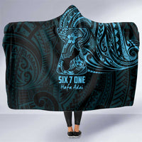 Blue Guam Latte Stone Tribal Tattoo Hooded Blanket Hafa Adai Six 7 One