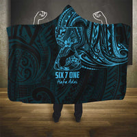 Blue Guam Latte Stone Tribal Tattoo Hooded Blanket Hafa Adai Six 7 One