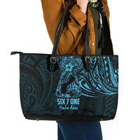 Blue Guam Latte Stone Tribal Tattoo Leather Tote Bag Hafa Adai Six 7 One