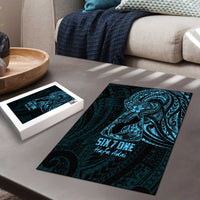 Blue Guam Latte Stone Tribal Tattoo Puzzle Hafa Adai Six 7 One - Polynesian Pride