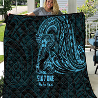 Blue Guam Latte Stone Tribal Tattoo Quilt Hafa Adai Six 7 One LT9 Blue - Polynesian Pride