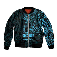 Blue Guam Latte Stone Tribal Tattoo Sleeve Zip Bomber Jacket Hafa Adai Six 7 One LT9 Unisex Blue - Polynesian Pride