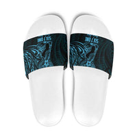 Blue Guam Latte Stone Tribal Tattoo Slide Sandals Hafa Adai Six 7 One - Polynesian Pride