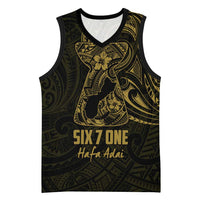 Gold Guam Latte Stone Tribal Tattoo Basketball Jersey Hafa Adai Six 7 One - Polynesian Pride