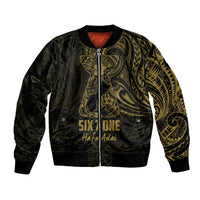 Gold Guam Latte Stone Tribal Tattoo Bomber Jacket Hafa Adai Six 7 One LT9 Unisex Gold - Polynesian Pride
