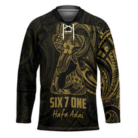 Gold Guam Latte Stone Tribal Tattoo Hockey Jersey Hafa Adai Six 7 One LT9 Unisex Gold - Polynesian Pride