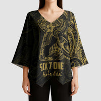Gold Guam Latte Stone Tribal Tattoo Kimono Sleeve Blouse Hafa Adai Six 7 One - Polynesian Pride