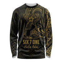 Gold Guam Latte Stone Tribal Tattoo Long Sleeve Shirt Hafa Adai Six 7 One