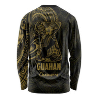 Gold Guam Latte Stone Tribal Tattoo Long Sleeve Shirt Hafa Adai Six 7 One