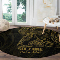 Gold Guam Latte Stone Tribal Tattoo Round Carpet Hafa Adai Six 7 One